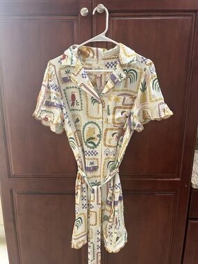 Umgee 100% Rayon Cream Safari Print Shirt